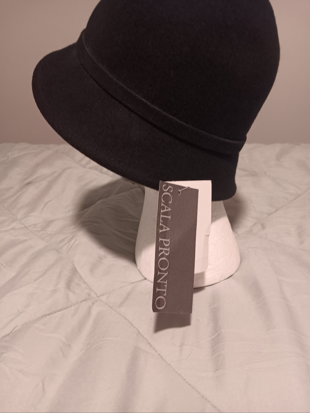Scala Pronto Black Floral Cloche Bucket Hat with Black, Red and Grey Flowers. - Picture 5 of 6